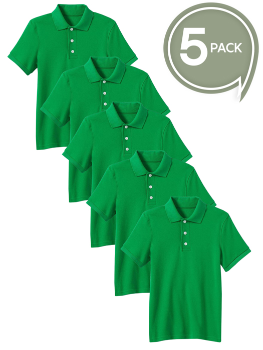 5-Pack School Uniform Tagless Polo Tshirt for Little Boys & Big Boys